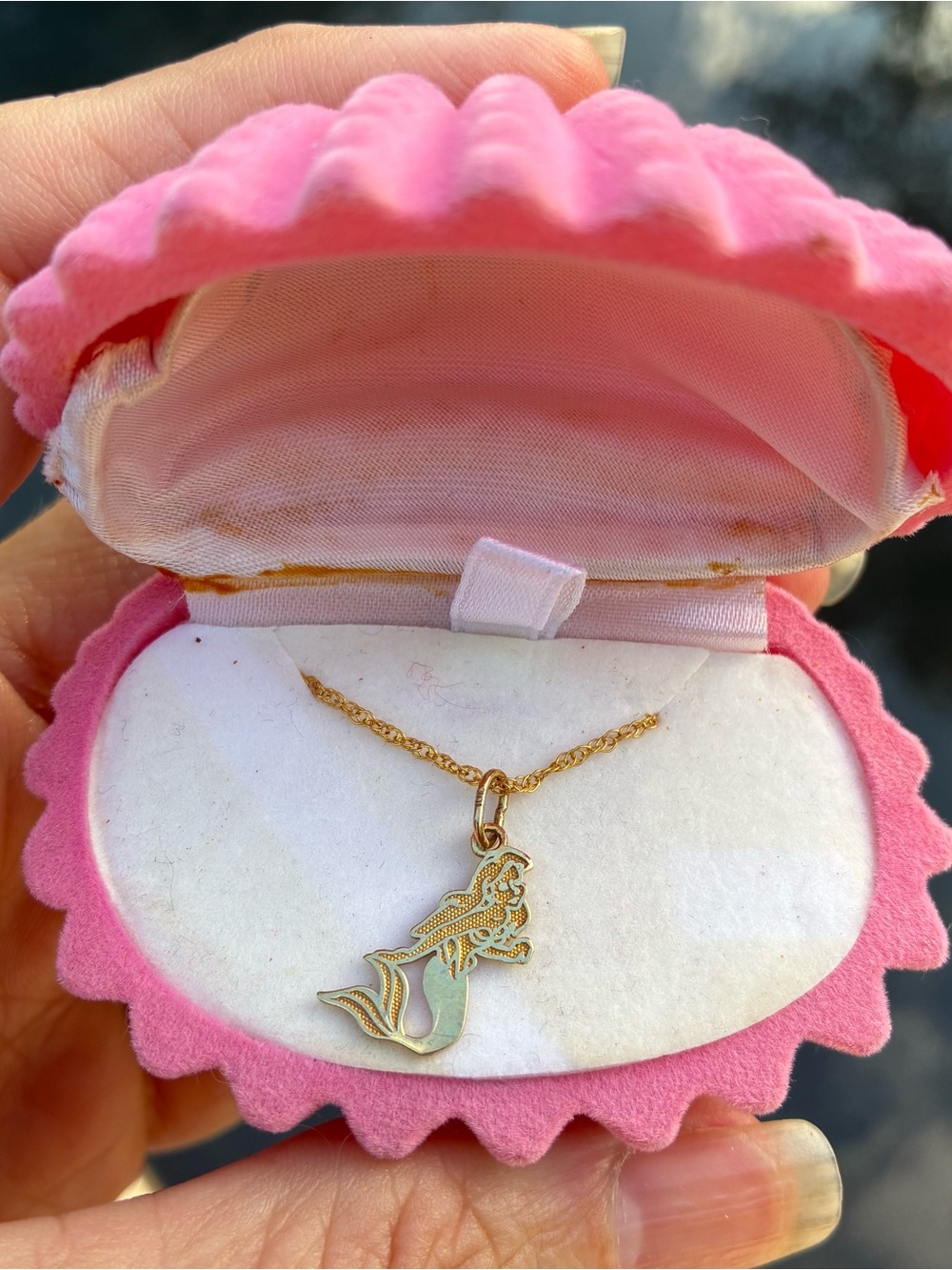 Vintage Disney Ariel 10K Gold Pendant 14K Gold Chain Necklace